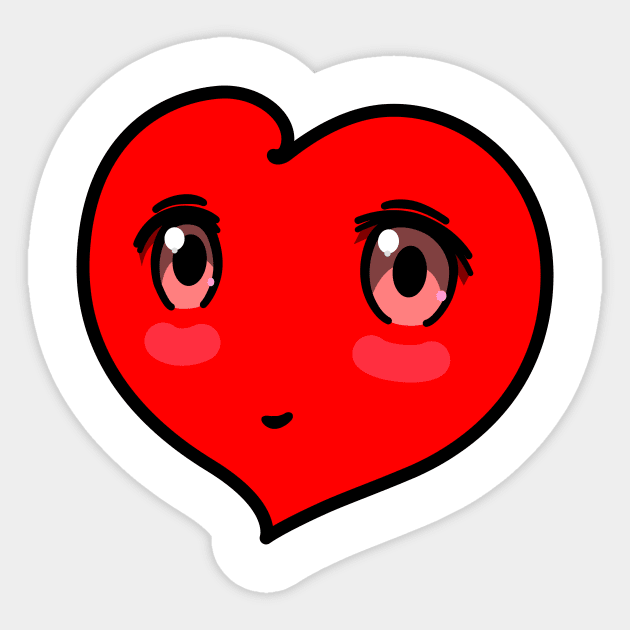 Big Bold Love Heart Design with Cute Face Sticker by EnvelopeStudio